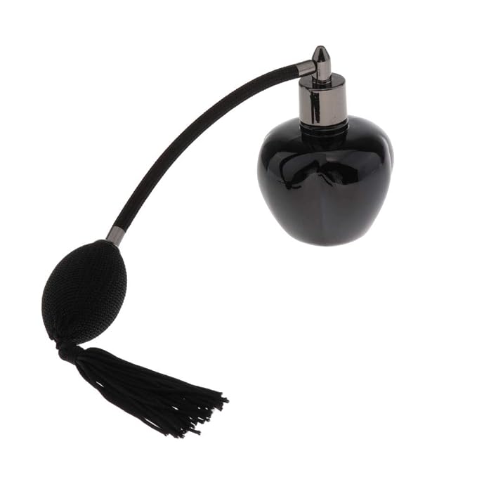 Long Bulb Perfume Bottle 100ml for Refill, black, 10.5x6.5cm