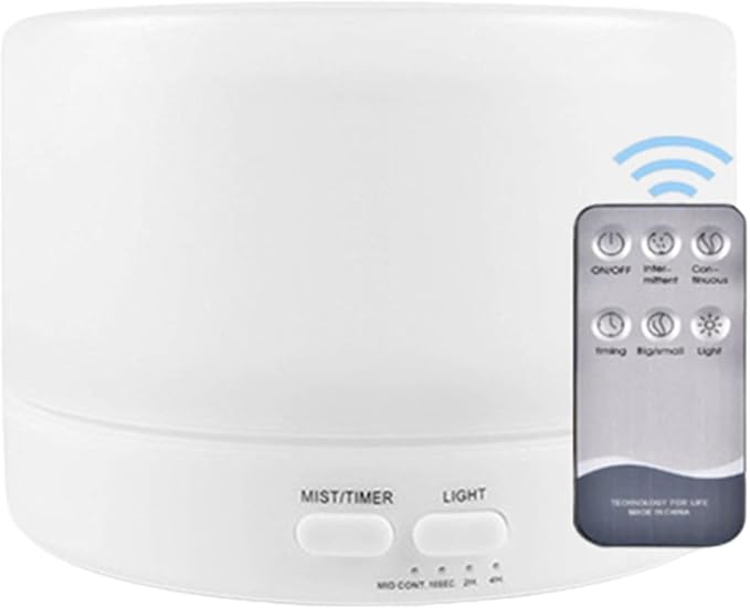 Generic Diffusers 500ml Essential Oil Diffuser with Adjustable Mist Mode, 2024 New Auto Off Aroma Diffuser 7-Colors lignts for Bedroom, Office, White