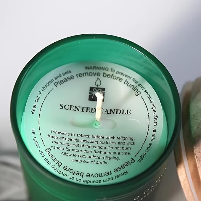 YiJiaXiang Round Scented Candle Warning Safety Stickers, Clear Labels with Candle Care Instructions, Please Remove Before Burning (100, Diameter 4.4cm)