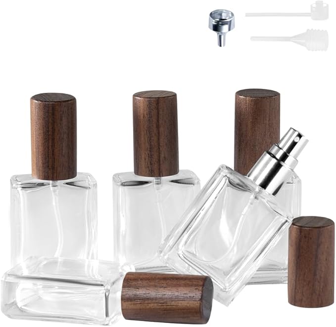 Perfume Atomizer, Glass Perfume Container,Travel Bottle Refillable, Empty Portable Leakproof Fragrance Spray Bottle (5pcs 15ml/0.5oz)
