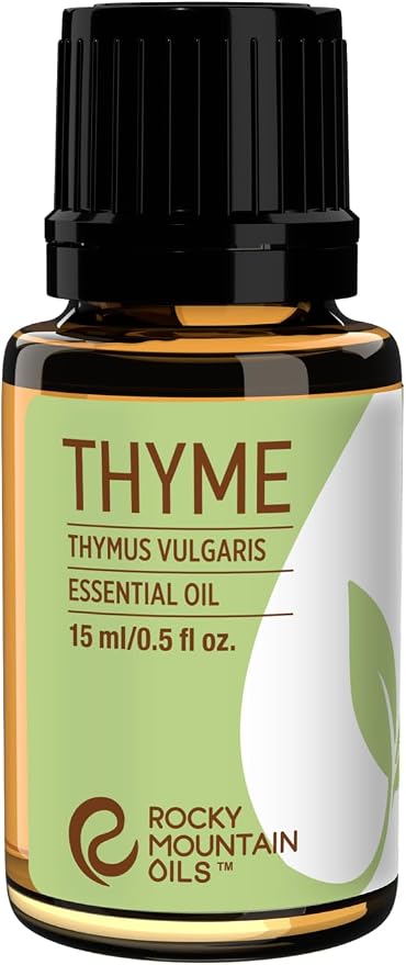 Rocky Mountain Oils Thyme Essential Oil - 100% Pure & Natural for Diffusers, Aromatherapy & Home Fresh Herbal Scent | Cleansing & Purifying | 15ml Bottle