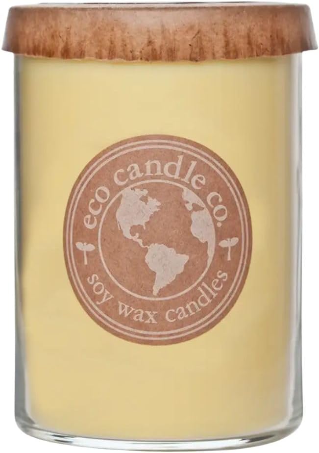 ECO CANDLE CO. Recycled Candle, Meyer Lemon, 18 oz. Double Wick - Scents of Lemon, Bergamot, Orange - 100% Soy Wax, No Lead, Kraft Paper Label & Lid, Hand Poured