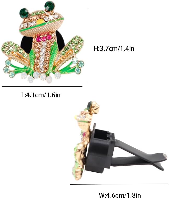 ORIESSE Frog Car Accessories, 2pcs Bling Tree Frog Air Vent Clips Car Air Fresheners,Cute Red Bow Tie Colorful Rhinestones Frog Car Decor,Refillable Diffuser