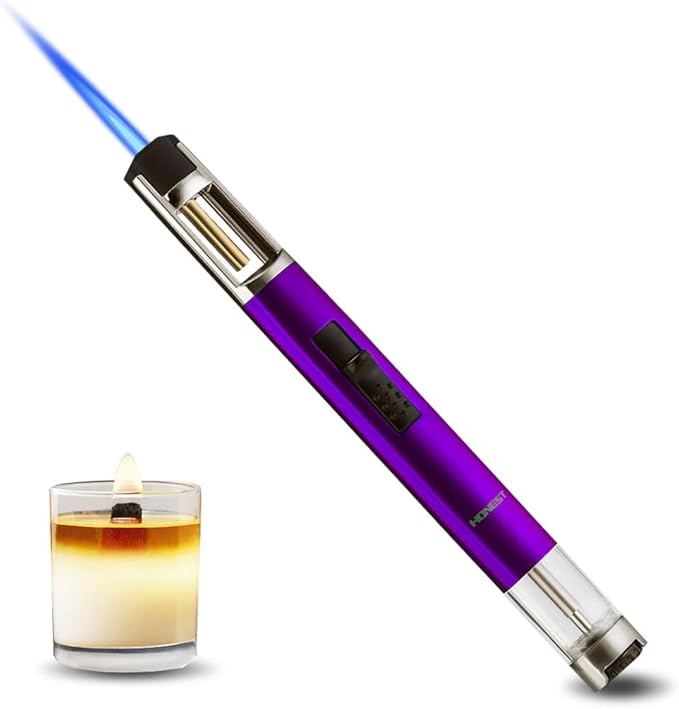 HONEST Metal Lighters Butane Refillable Single Jet Flame lighter shipped without gas (Purple)