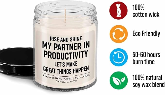Coworker Sarcasm Vanilla Candle - Partner in Productivity - Chaos Coordinator Gifts Coworker Leaving Inspirational Farewell Gift Work Friend Employee