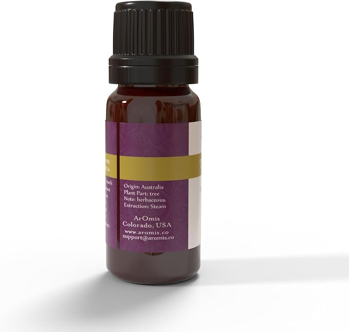 ArOmis Organic Tea Tree Essential Oil - 100% Pure Therapeutic Grade - Undiluted, Premium Oil - 150 Micron Filtered, Perfect for Aromatherapy Diffusers (10ml / .34 fl oz)