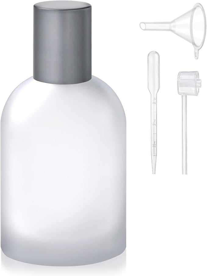 50ml/1.7 Oz Glass Spray Bottle Perfume Atomizer,Empty Travel Refillable Perfume Spray Bottle with 3 Kinds of Dispenser (Frosted Glass, 50ml)