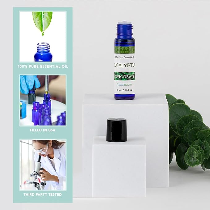 SpaRoom Aromatherapy 100% Pure Essential Oils for Diffusers and Air Freshners, Invigorate Eucalyptus, 10 mL