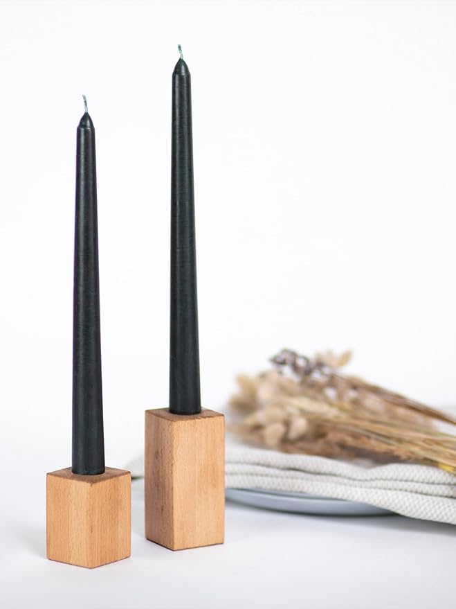 CANDWAX Black 12 inch Taper Candles Pack of 4 - Unscented Smokeless Dripless Tall Candle Sticks - Perfect for Home Decor, Special Occasions - Black Taper Candles (Packaging May Vary)