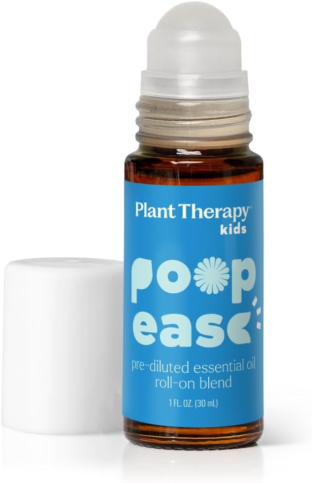 Plant Therapy Kids PoopEase Essential Oil Roll-On 30 mL (1 oz) Eases Bloating, Cramps, and Constipation, Safe & Effective for Kids & Adults, Easy Mess-Free Application