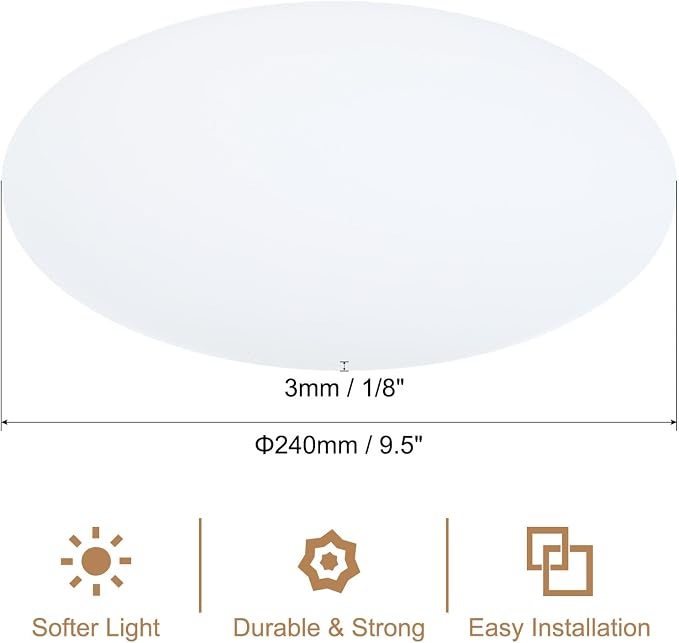 PATIKIL Lampshade Diffuser, 9.5" Diameter Round Diffuser for Drum Lampshades Pendants Light, DIY Light Shield, Frosted White