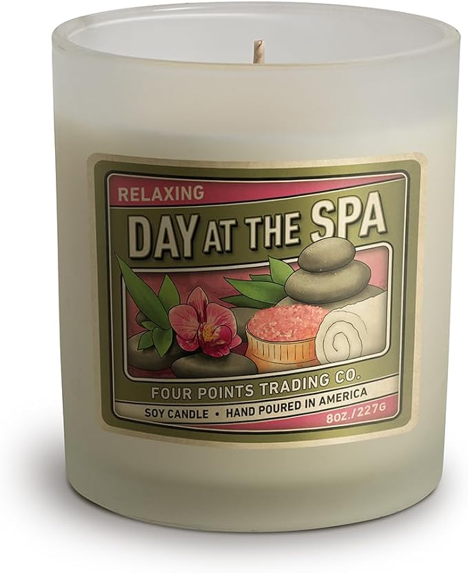 Day at The Spa 8 Oz Scented Soy Aromatherapy Candle w/Jar