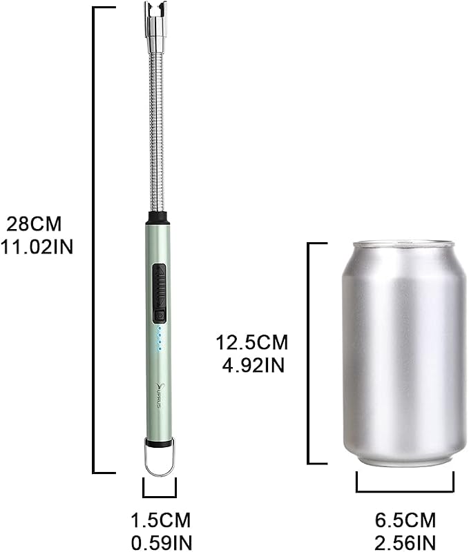 SUPRUS Electric Candle Lighter USB Type C Rechargeable Lighter Steel Shell & Hanging Hook with 360° Flexible Neck(Green)