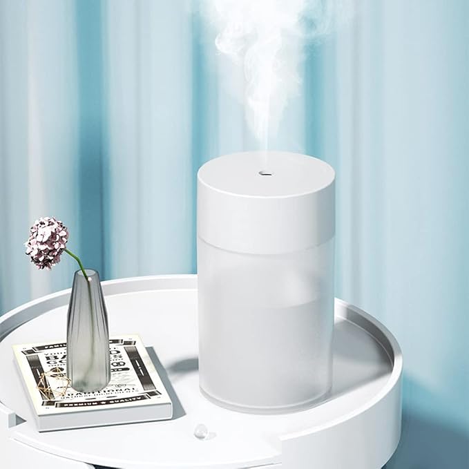 Mini Humidifier, USB Power Supply, Suitable for Study Room, Bedroom, Baby Room, Office, Car, With 7 Color LED, Air Humidifier, Can Be Used for Facial Moisturizing (White)