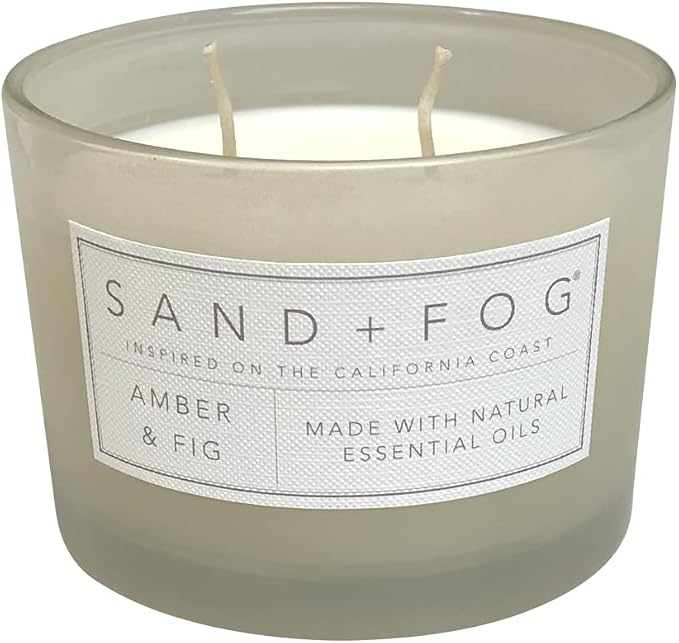 Sand + Fog Scented Candle - Amber & Fig – Additional Scents and Sizes – 100% Cotton Lead-Free Wick - Luxury Air Freshening Jar Candles - Perfect Home Decor – 12oz