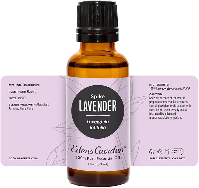 Edens Garden Lavender- Spike Essential Oil- 100% Pure Premium Grade, Undiluted, Natural, Therapeutic, Aromatherapy, The Best for Diffuser, Candle, Laundry, Humidifiers 30 ml (1 fl oz)