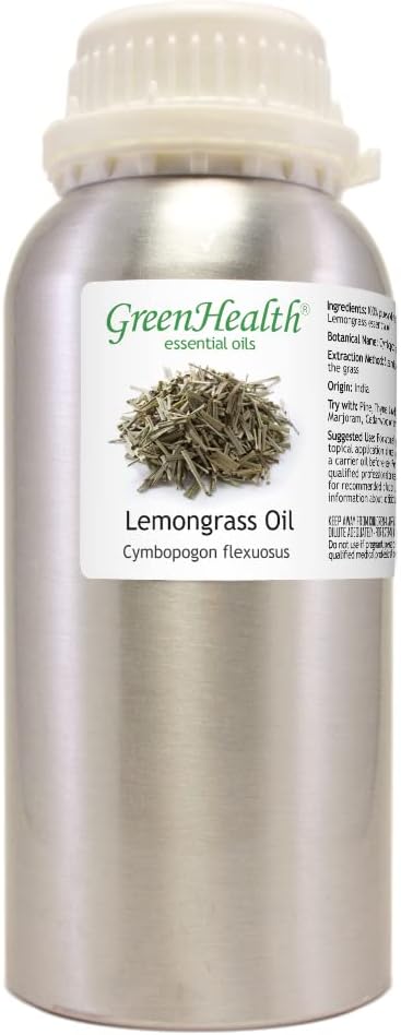 GreenHealth - Lemongrass Essential Oil - 16 fl oz - Aluminum Bottle - 100% Essential Oil