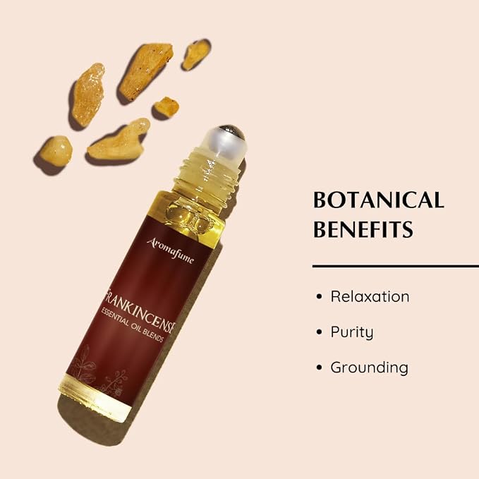 Frankincense Resin Essential Oil Roll-On Blend by Aromafume | 1 x 10ml / 1 x 0.33 Fl Oz | Made with Boswelia Caterii & Boswelia Serrata | for Meditation, Spiritual Awakening, Prayer and Wellness