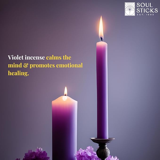 SOUL STICKS 4" Scented Ritual Candles Chime Taper Premium Candles 20 pcs for Rituals, Ceremonies, Meditation, Altar and Spells (Purple/Violet)
