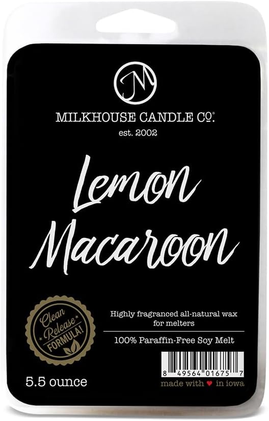 Milkhouse Candle Company Lemon Macaroon Soy Wax Melts - Vanilla | Lemon | Citrus Scented - 5.5 oz, Hand-Poured, Premium Fragrance Oil, Made in the USA
