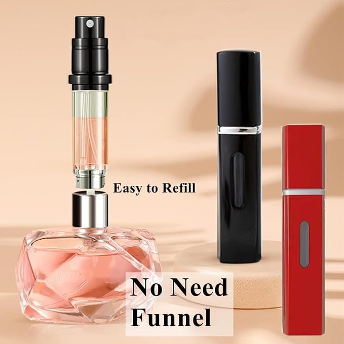 4PCS Perfume Travel Refillable Bottle, Bottom-Filling Fragrances Perfumes Atomizer, Mini Cologne Dispenser, Portable Sprayer Perfume Contianer, for Traveling of 8ML