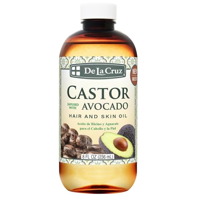 De La Cruz® Castor Infused with Avocado Hair and Skin Oil Blend 8 FL. OZ. (236 mL)