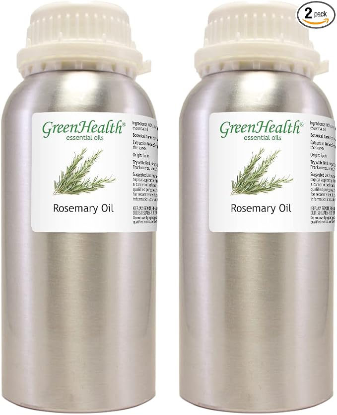 2 Bottles - 16 fl oz Rosemary Essential Oil (100% Pure & Uncut), Aluminum Bottle - GreenHealth