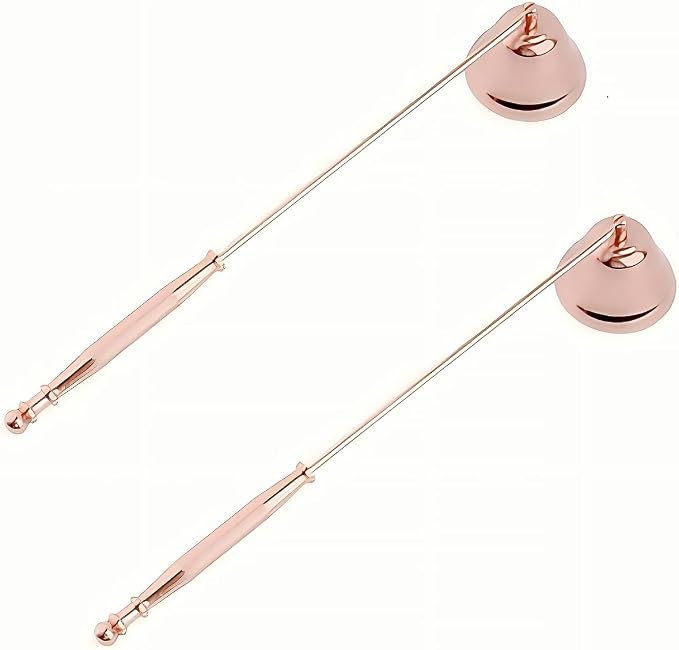 2PCS Candle Snuffer, Extinguish Candle Flame Safely with Long Handle Putting Out Fire, Candle Extinguisher Tool (Rose Gold)
