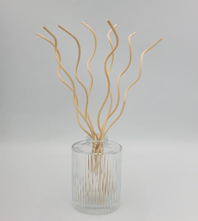 11 inchs Wavy Rattan Reed Diffuser Sticks 50PCS Natural Rattan Fragrance Aromatherapy Volatile Replacement RefillEssential Oil Aroma Diffuser Replacements Sticks for own Space (50PCS, Wood Color)