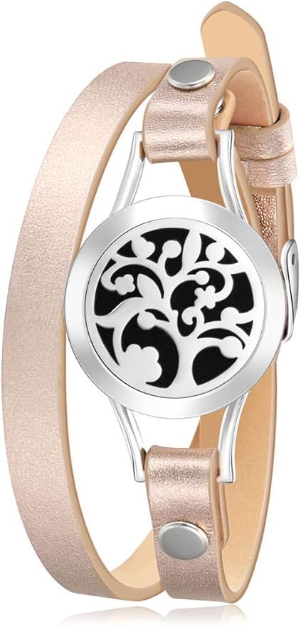 Wild Essentials Arbol Tree Essential Oil Leather Wrap Bracelet Diffuser Kit, Gift Set, with 10ml Inner Calm Essential Oil Blend, 12 Pads, Customizable Color Changing Perfume Jewelry, Aromatherapy