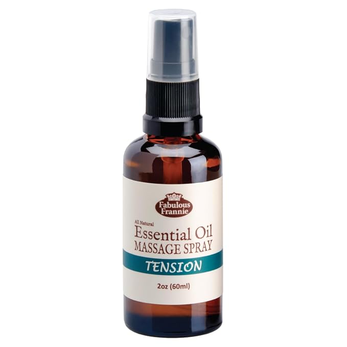 Fabulous Frannie Tension Massage Spray All Natural Carrier Oils and Pure Essential Oils Grapefruit, Lavender, Peppermint and Rosemary 2oz
