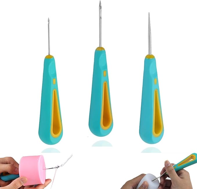 LQMBABY 3-Piece Wick Punch Set - Round Hole Candle Wick Needles for Moulds & Silicone Molds, DIY Candle Making Tools (Blue-3 Pcs)