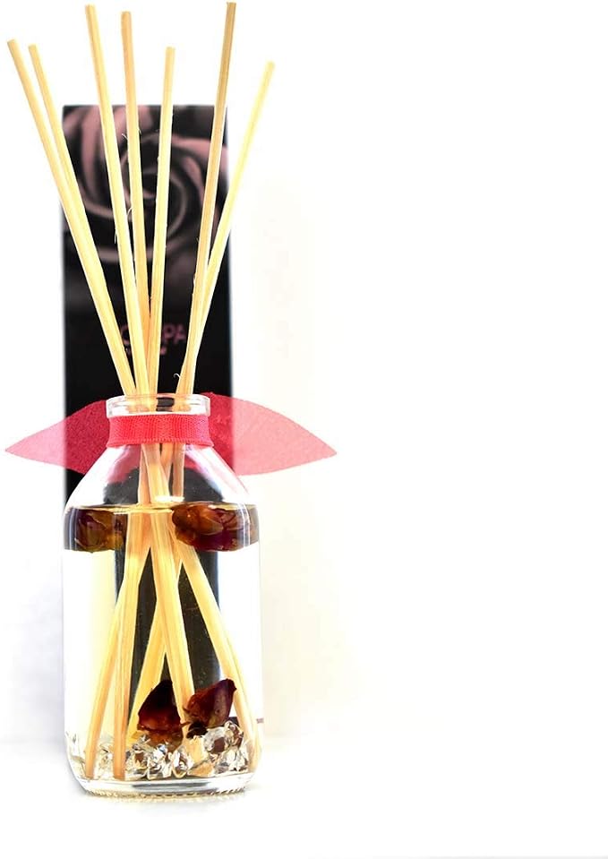 Velvet Rose Diffuser Set, Bathroom Decor, Home Fragrance, Room Scent | Roses, violet petals, and lemon profile, kitchen shelf, decorative glass bottle, entryway, powder room, living room