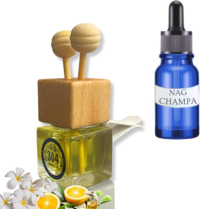 Cute Refillable Car Air Freshener Vent Clip 8mL – Nag Champa – 15mL Refill Included – Long Lasting Fragrance Oil Diffuser – 100% American Handmade Odor Eliminator