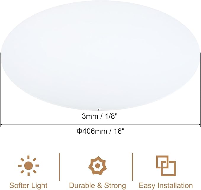 PATIKIL Lampshade Diffuser, 16" Diameter Round Diffuser for Drum Lampshades Pendants Light, DIY Light Shield, Frosted White