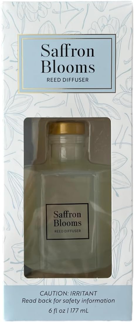 Bellevue Diffuser, 6 fl oz Glass Filled Diffuser, Highly Concentrated Fragrances with Essential Oils, Home Fragrance, Scent:Saffron Blooms