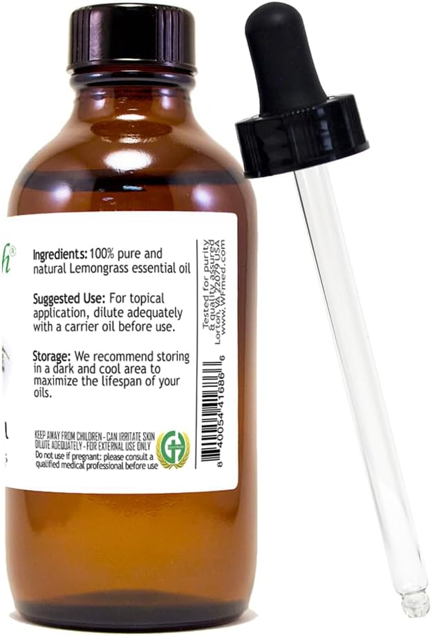 Lemongrass Essential Oil - 4 fl oz (Pack of 2) | 100% Pure & Therapeutic Grade | for Diffuser, Aromatherapy, Cleaning, DIY, Candles | Amber Glass Bottles with Droppers – GreenHealth