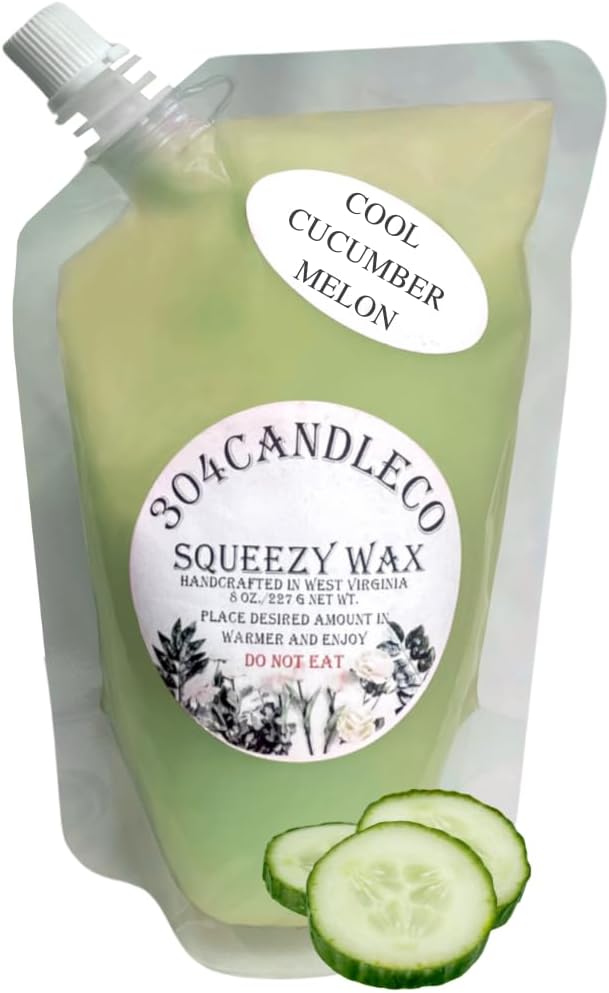 304CandleCo Large Squeeze Soy Wax Melt - 50 SCENTS! - Highly Fragrant & Hand-Crafted - Easy Mix & Match - American Made - Perfect for Wax Warmers (8oz, Cool Cucumber Melon)