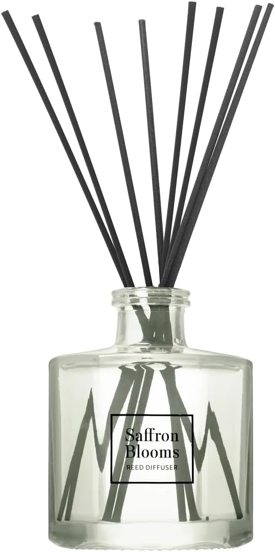 Bellevue Diffuser, 6 fl oz Glass Filled Diffuser, Highly Concentrated Fragrances with Essential Oils, Home Fragrance, Scent:Saffron Blooms