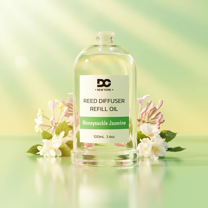 Daniella's Candles Honeysuckle Jasmine Reed Diffuser Refill Oil, 3.4oz/100ml, Premium Fragrance Oil, Home Fragrance, Oil for Reed Diffusers, Long Lasting