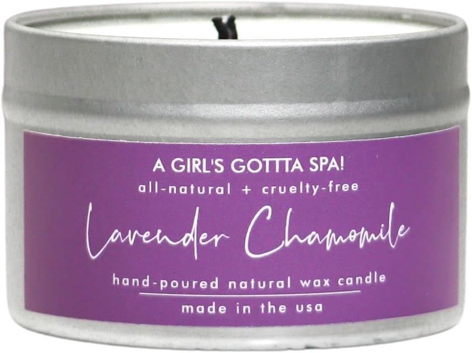 A Girl's Gotta Spa! Lavender Chamomile Soy and Coconut Wax Handpoured Candle with Essential Oils for Aromatherapy and Relaxing 4oz