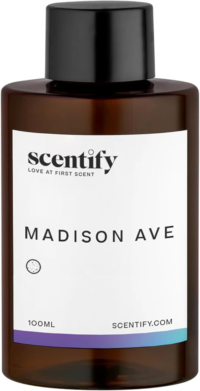 Scentify Madison Ave Aroma Oil Refill Scent for Oil Diffusers – Cassis Blossom, Mandarin, Neroli & White Woods – Luxurious Relaxing Aromatherapy Diffuser Fragrance 100ml, 3.38 oz