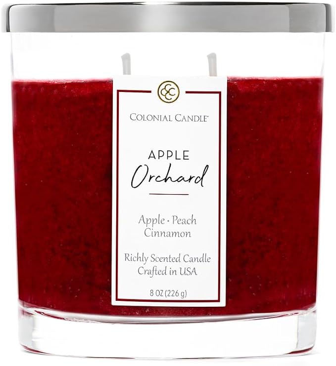 Colonial Candle Apple Orchard Scented Candle Jar, Highly Fragranced Candles for Home Scented, Mottled Wax Candle, 2 Wick, 8 oz - Made in the USA