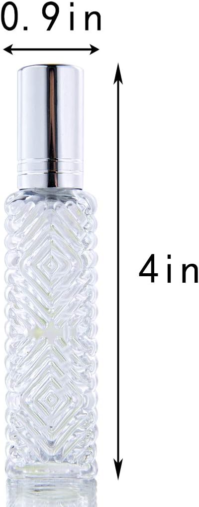 YU FENG 12pcs Perfume Bottles Empty Clear Glass Atomizer Spray Bottles Empty Refillable for Perfume Essential Oil,Packed with Funnels Pipettes Dispensers Engraved Taj Mahal Style（13ml）