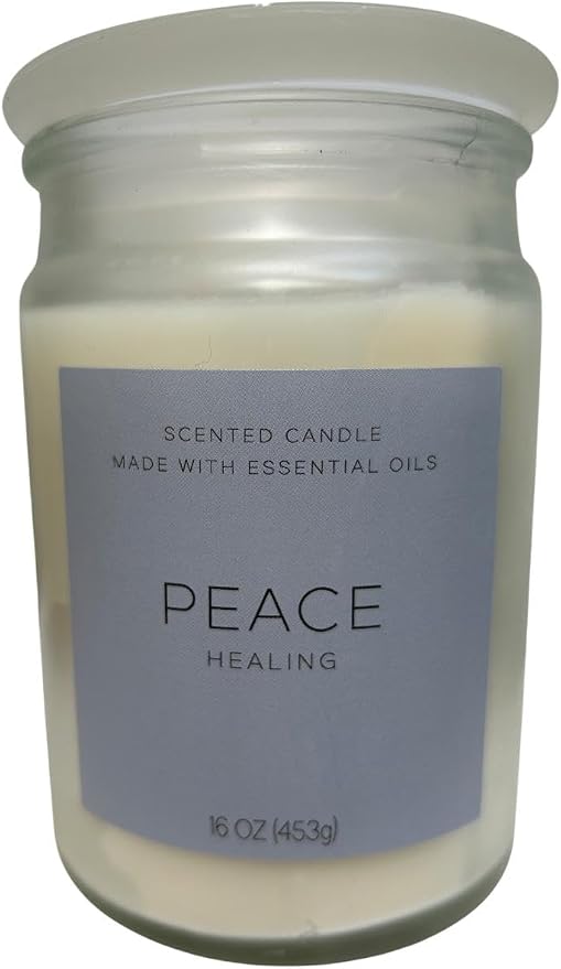 Peace Healing Scented Candle 16oz – Handcrafted Essential Oil Candle with Calming Notes of Lavender, Eucalyptus & Sage – Stress Relief & Relaxation Candle Made in USA