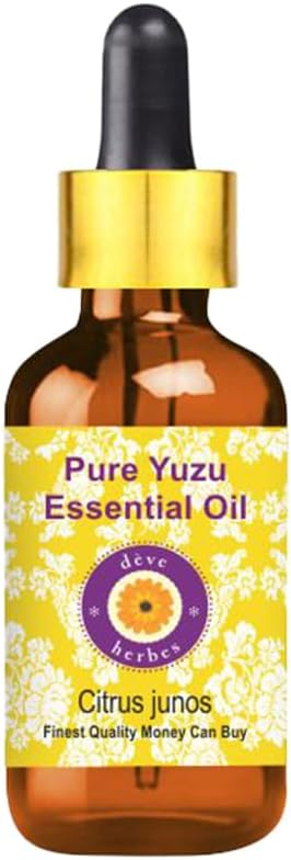 Deve Herbes Pure Yuzu Essential Oil (Citrus Junos) with Glass Dropper |Non-Sticky | Non-Greasy | Lightweight | Men & Women | All Skin Types | Steam Distilled 10ml (0.33 oz)