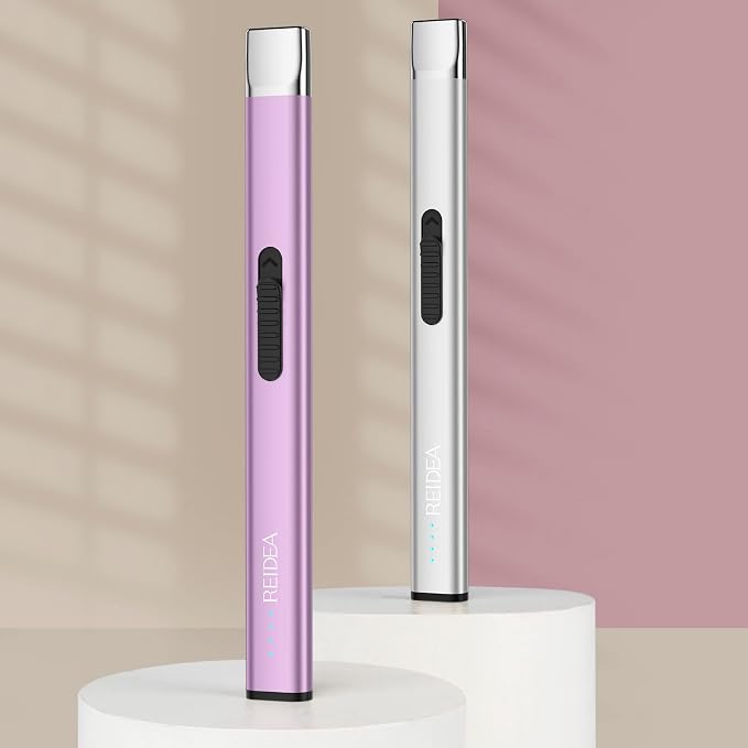REIDEA Lighter for Candle Electric USB Rechargeable with Security Lock, Windproof Fast Heat Sinking, Non-Slip Switch Electronic Lighter, R1 (Lavender Purple)