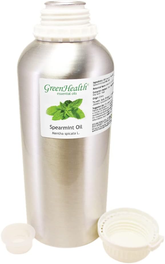 Spearmint Essential Oil - 32 fl oz - 100% Pure Essential Oil - Aluminum Bottle - Greenhealth
