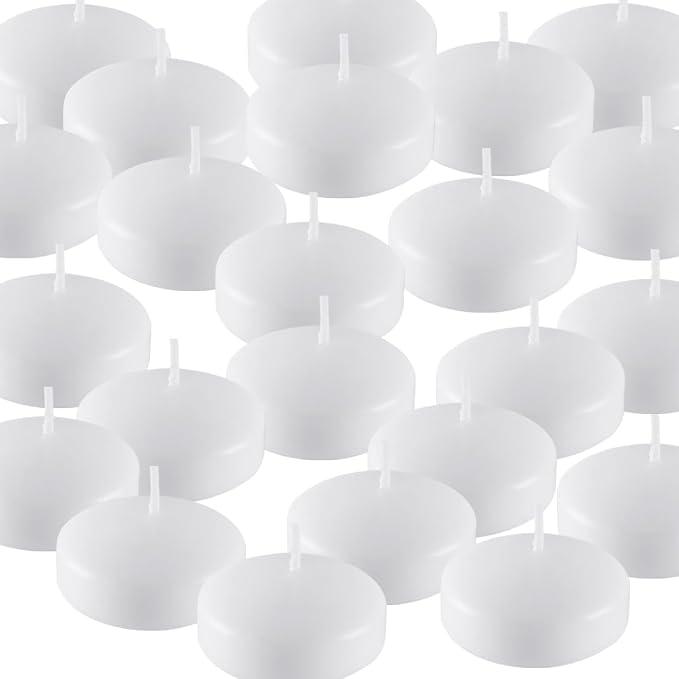 YOROXRG 50 Pack of 2-Inch White Floating Candles - Ideal for Weddings, Home Décor, Spa Baths, and Romantic Settings