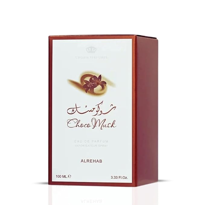 Al-Rehab Choco Musk Eau de Parfum for Women & Men - 100ml (3.4 oz) | Warm Spicy Gourmand Perfume with Chocolate, Vanilla & Amber | Sweet, Musky & Addictive | Long-Lasting Arabian Cocoa Fragrance